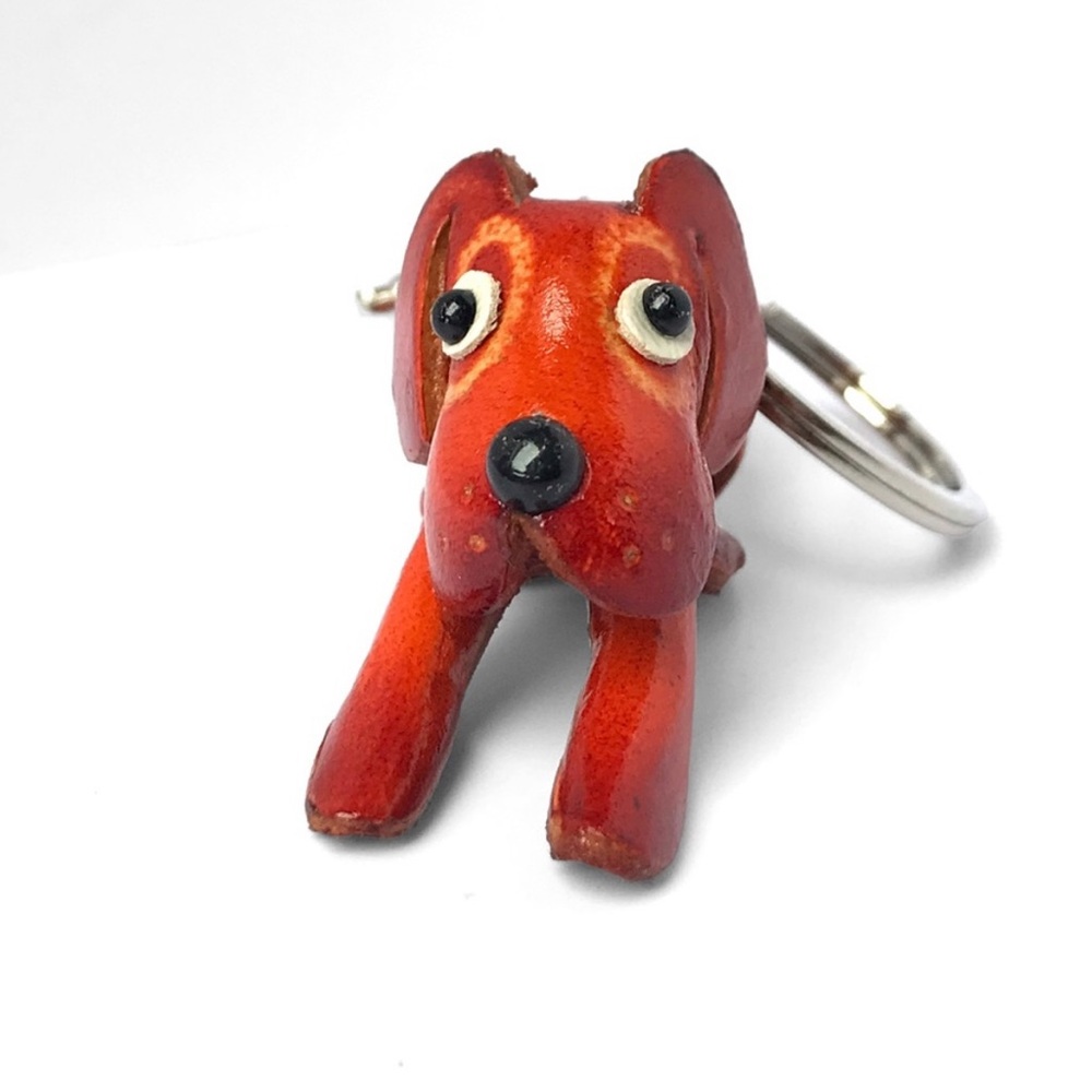 HANDMADE HANDCRAFTED GENUINE LEATHER MINI DOG KEYCHAIN